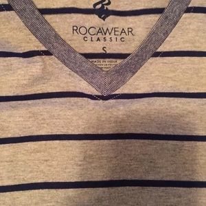 Rockwear V-Neck {Small} Blue/Gray Short Sleeve